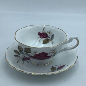 Royal Dover English Bone China Rose Teacup and Saucer